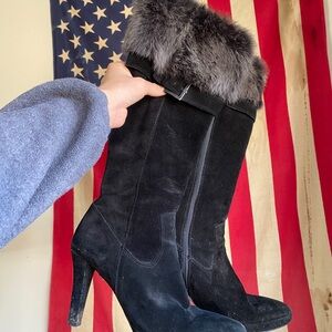 Rabbit and Suede Italian Boots